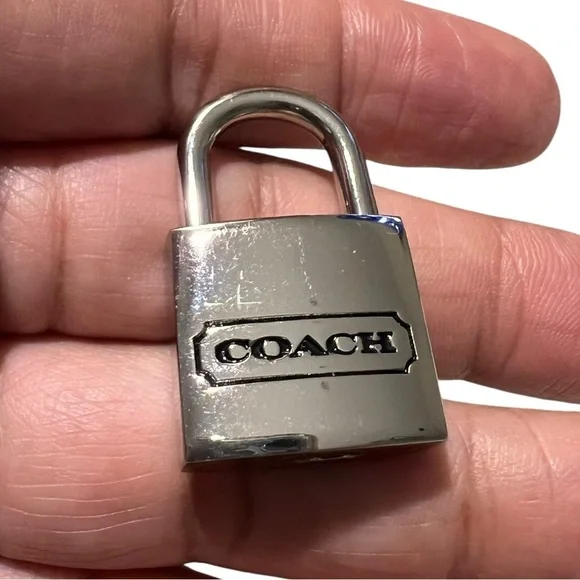 Coach Silver Padlock and Black Leather Clochette with two keys - Picture 12 of 15
